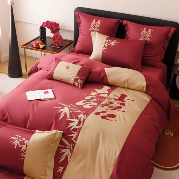 Bộ Chăn Ga Gối Đệm Hỷ Phúc Trăm Năm 1 - CA02