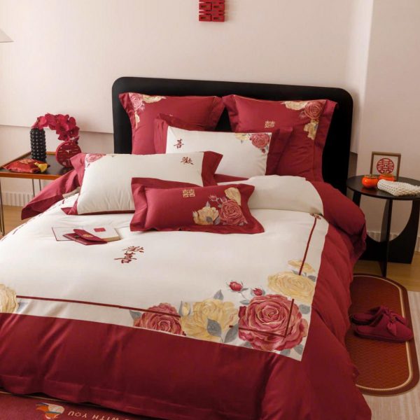 Bộ Chăn Ga Gối Đệm Hỷ Phúc Trăm Năm 3 - CA04